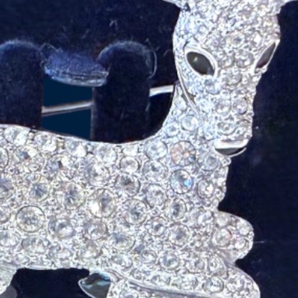 Swarovski Rhodium Plated Pave Crystal Deer Brooch Pin-Rare, New-Retired, Signed - Picture 6 of 16